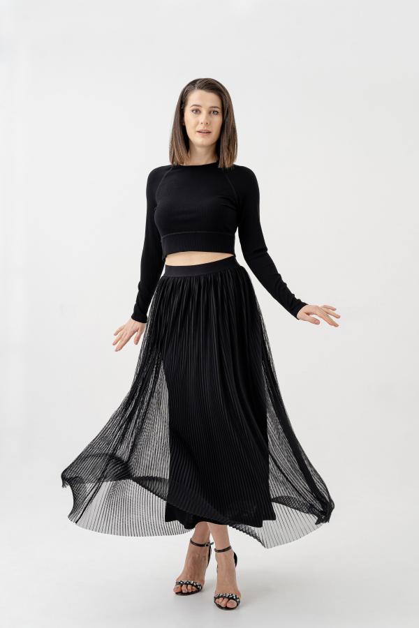 Black Pleated Skirt 1112