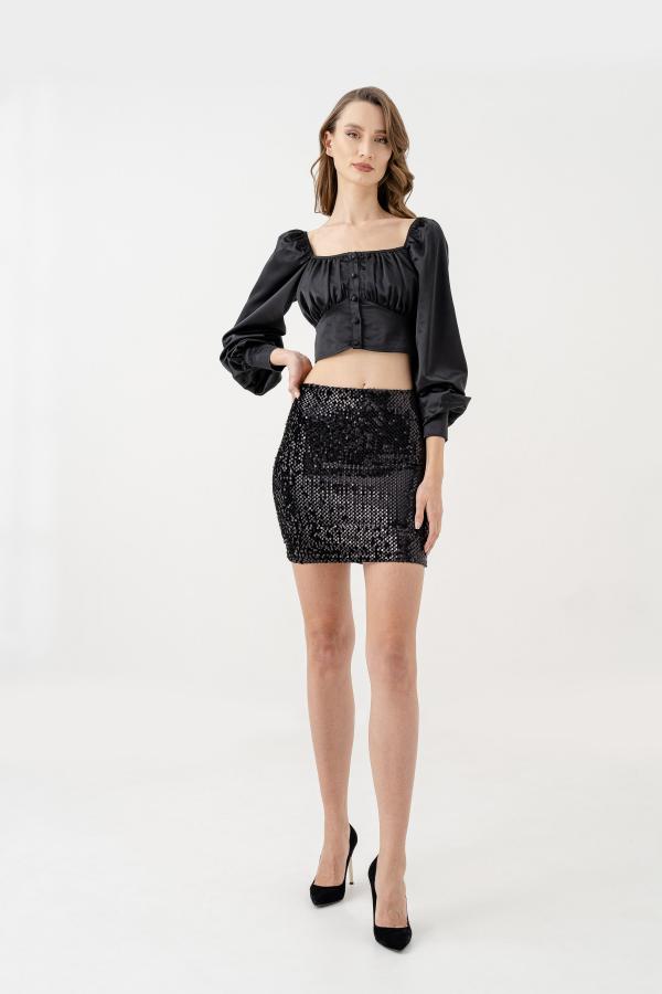 Sequin Sequin Velvet Mini Skirt 1155